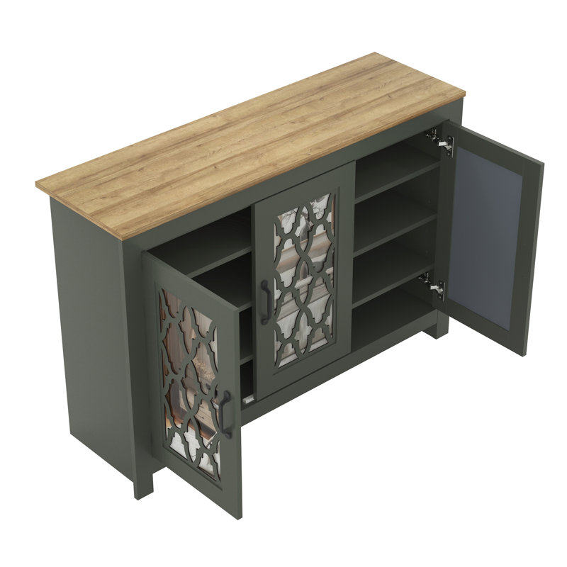 Chessani 16 Pair Shoe Storage Cabinet, Kale Green/Riviera Eichi