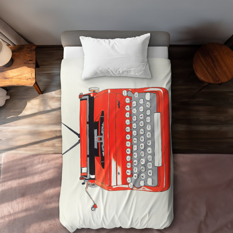 Red Typewriter Machine Duvet Cover | Unique Home Decor