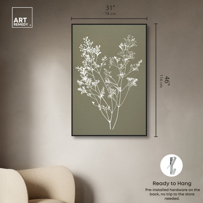 Art mural botanique «Timeless Leaf II» par Art Remedy, Cadre noir, H 46 po x l 31 po