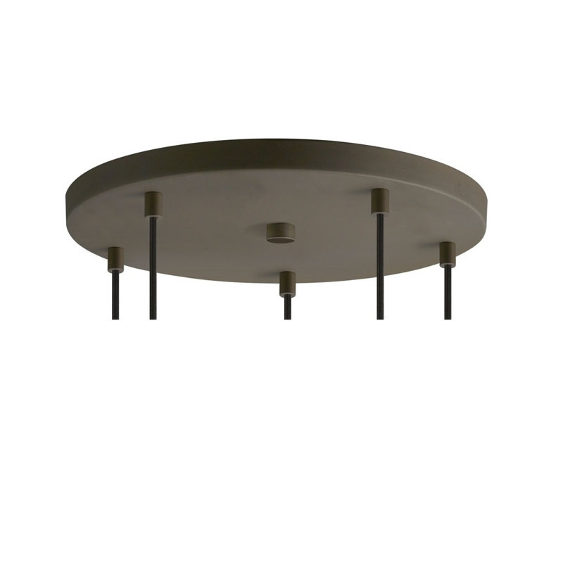 Luminaire suspendu pour grappe 5 lumières Pinnix, Gris peint / Bronze