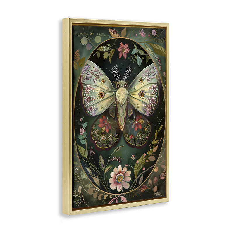 Cadre flottant vert papillon victorien aux tons verts, design par The Dutch Lady, H 25 po x l 17 po