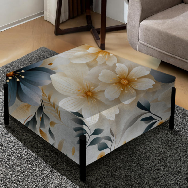 Motif bohème bleu et blanc à motif floral de fleurs de chrysanthème