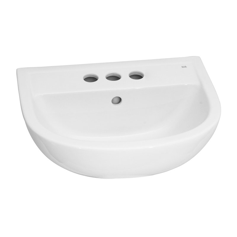 Lavabo de salle de bain piédestal circulaire en porcelaine vitreuse avec trop-plein, Simple