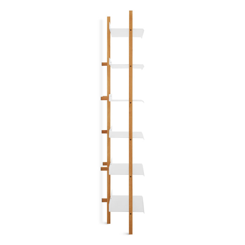 Browser Solid Wood Bookcase, (6 Shelves) 82" H x 38" W x 17" D, White Oak/White