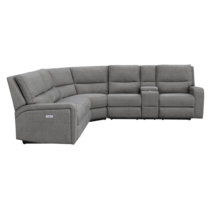 Canapé modulaire inclinable de 123 po Adore, 100 % polyester gris