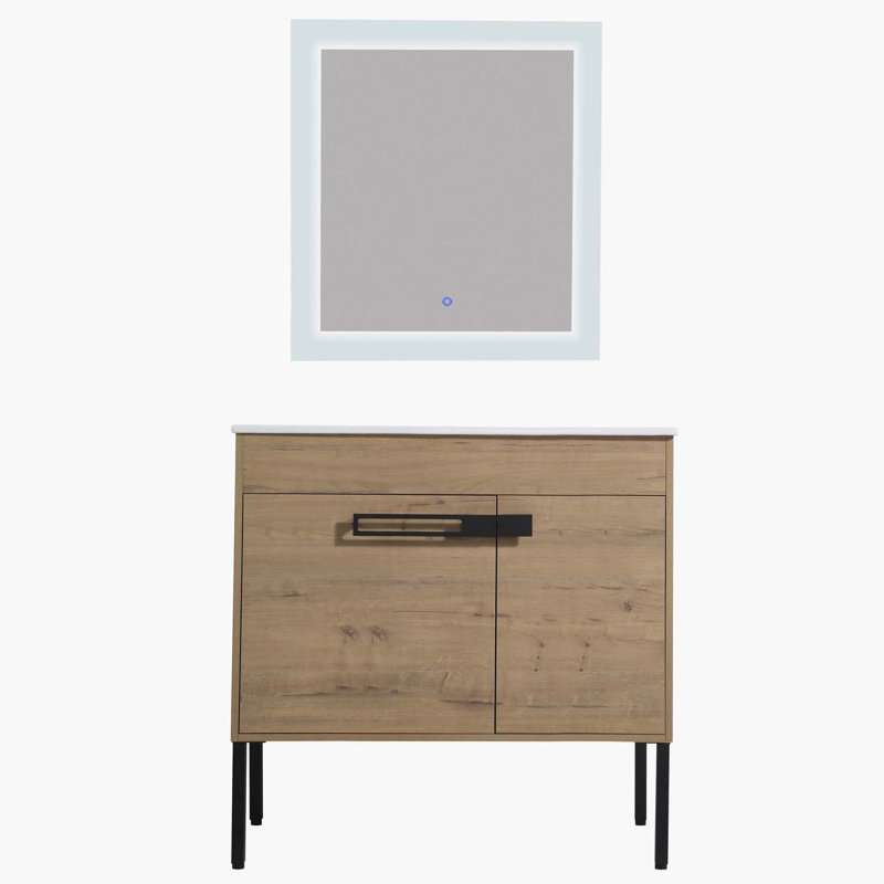 Ensemble de meuble-lavabo simple 36 po Avagail, Imitation chêne