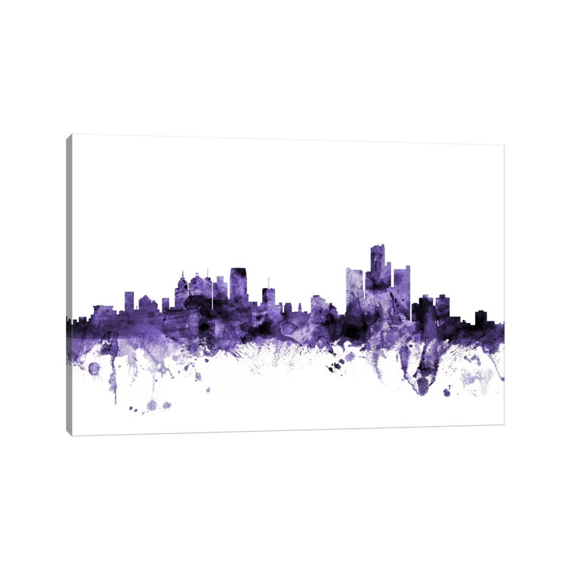 Detroit, Michigan Skyline by Michael Tompsett - Wrapped Canvas Gallery-Wrapped Canvas Giclée, 20.32 cm H x 30.48 cm W