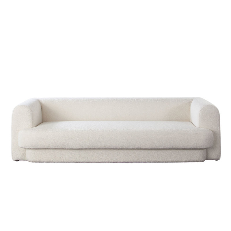 Canapé Foxo, 2 coussins décoratifs, velours brun chameau rembourré, 99 pouces, Ivoire ivoire