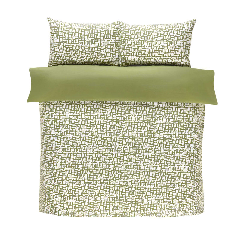 Kasie Polyester Geometric Shapes Bedding with Pillowcases, Double - 2 Standard Pillowcases, Green