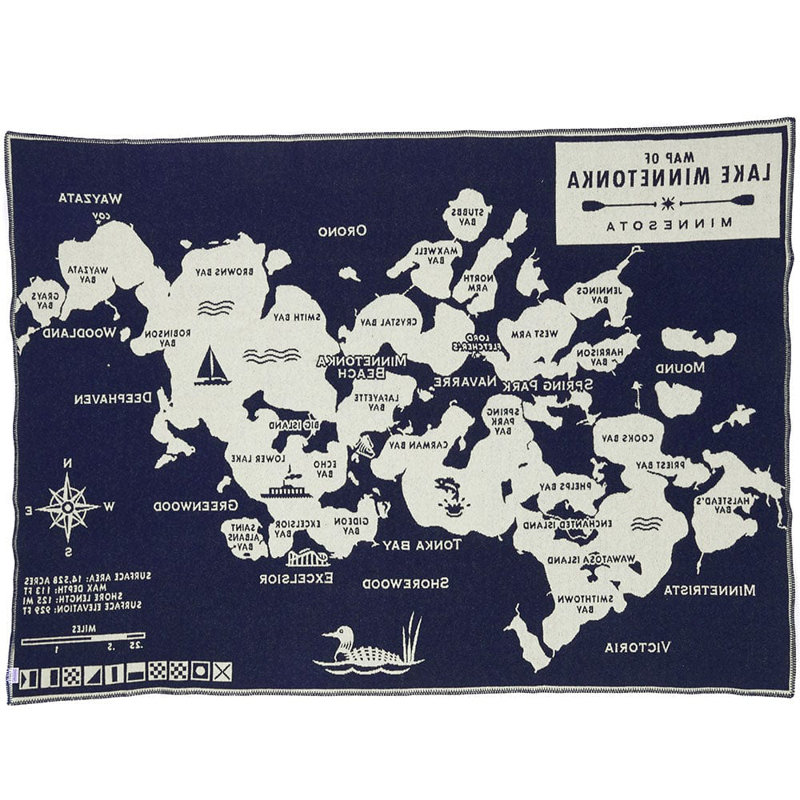 Lake And City Maps Collection Hand Woven Throw Blanket
