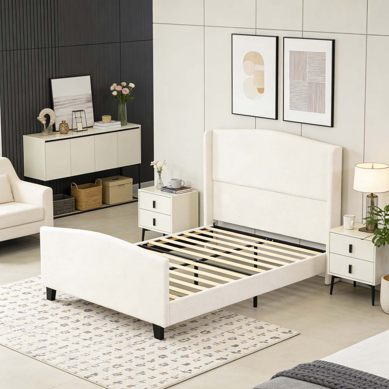 Tête de lit tapissier à dossier haut Elegant Design, Grande capacité, Blanc