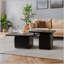 Ensemble de tables basses carrées de style rétro avec finition grain de bois, pour le salon, le bureau et la salle à manger, noir (ensemble de 2)-989704356