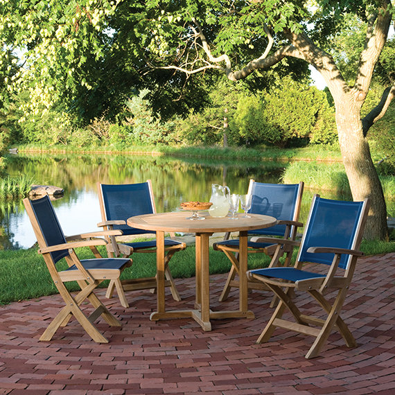 Essex Outdoor Round Teak Dining Table, 60" W x 60" L x 29" H