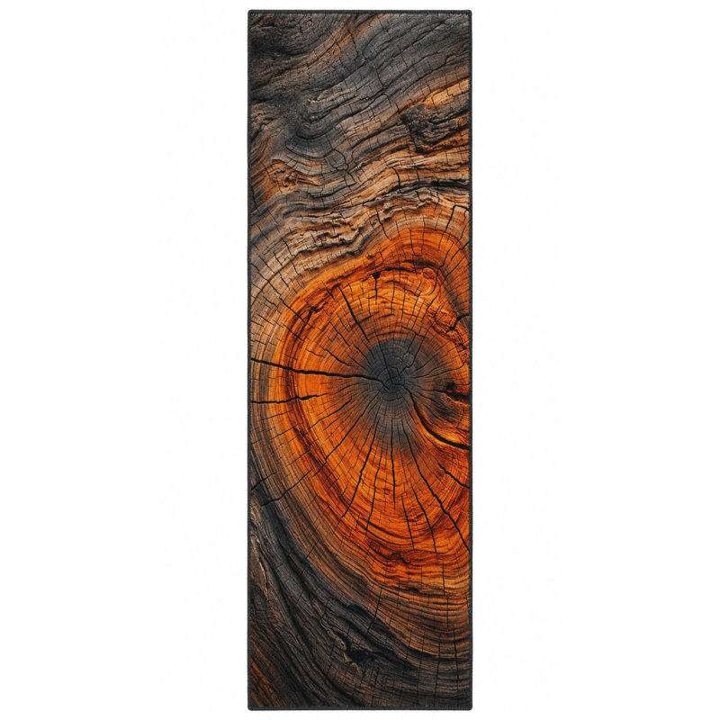 Orange Tree Patterned Woven Base Carpet And Washable Carpet, Rectangle 4'8" x 6'7"