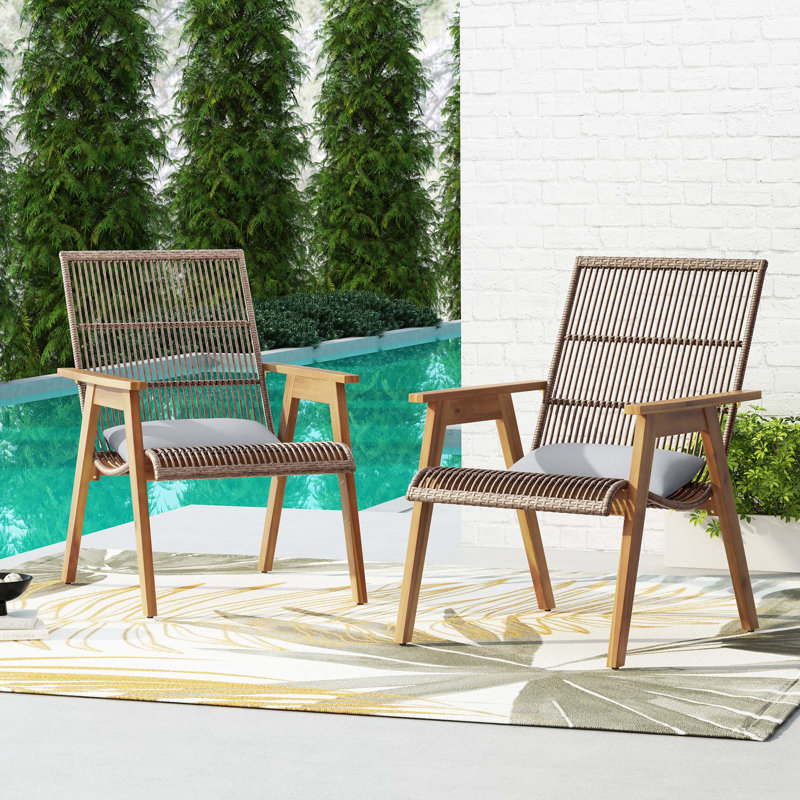 Ensemble de 2 chaises longues en osier tressé Cape Acacia