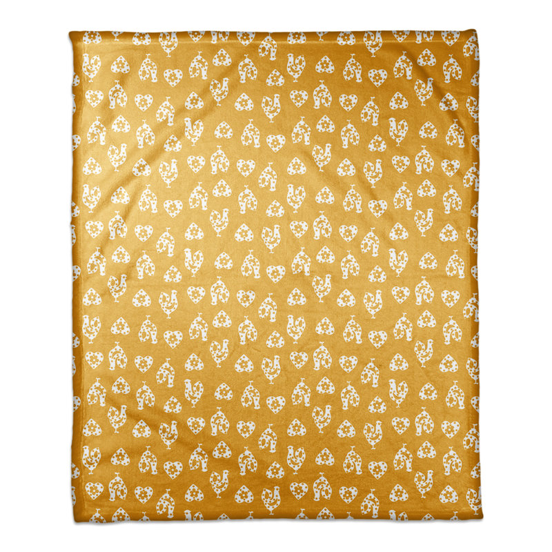 Jeté à motif coq , Jaune