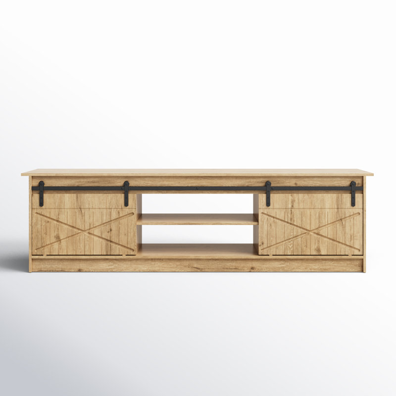 Phineas 78.7" Modern TV Stand with High Gloss Finish, Oak