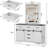 6 Drawers Dresser With Mirror For Bedroom, Makeup Vanity With Light Mirror, Farmhouse Modern Dressers, Chest Of Drawers With Sliding Barn Doors For Bedroom, Living Room, White