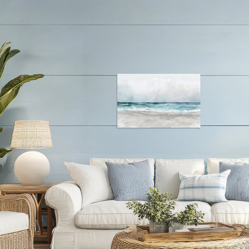 Toile abstraite aquarelle sur plage, design par LSR Design Studio, H 24 po x l 36 po
