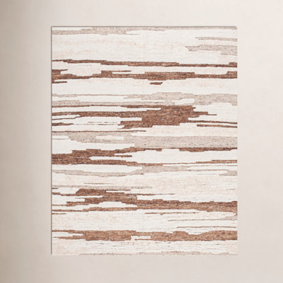 Karla Ivory Beige Hand-Knotted Abstract Wool Rug