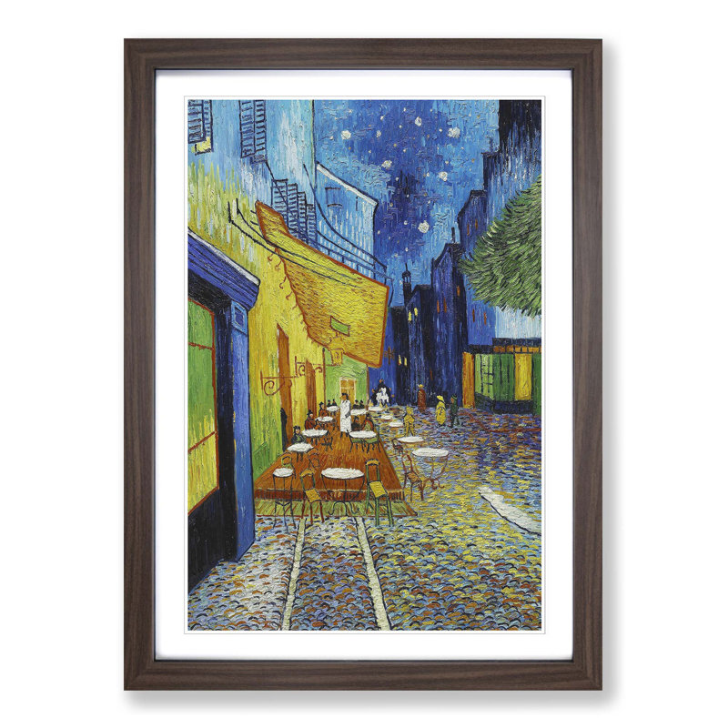 Cafe Terrace at Night by Vincent Van Gogh - Framed Print, Walnut