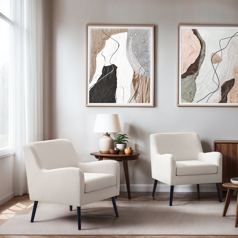 Fauteuil d'appoint rembourré Edyce, Polyester beige