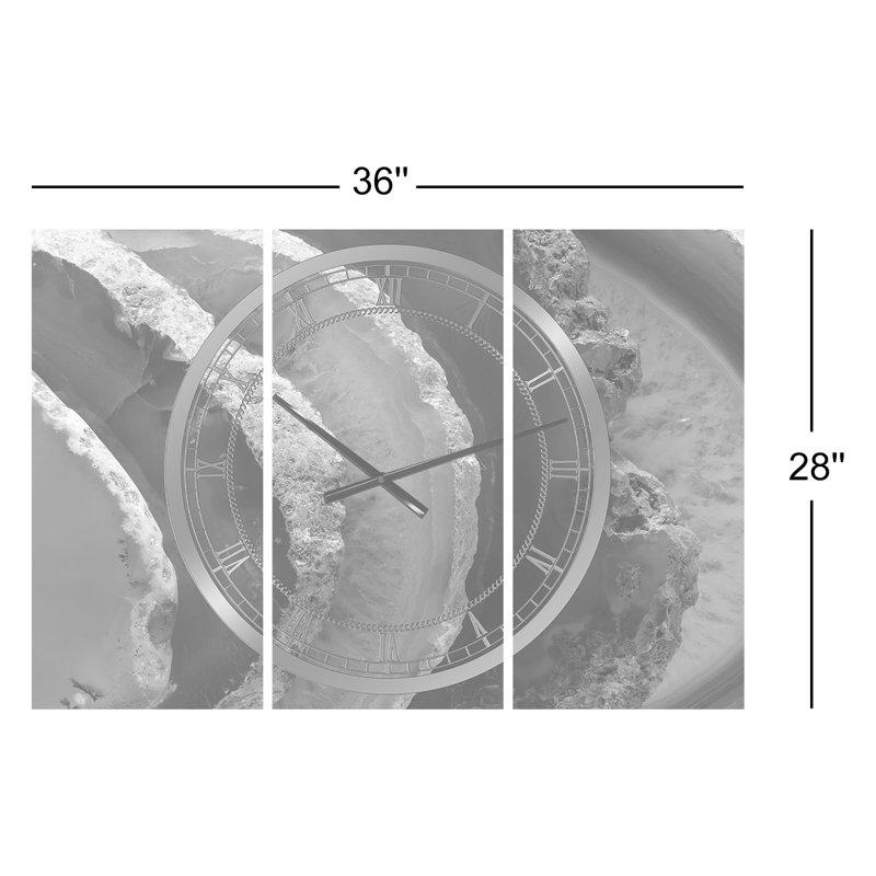Horloge murale 3 panneaux Minéral Slice