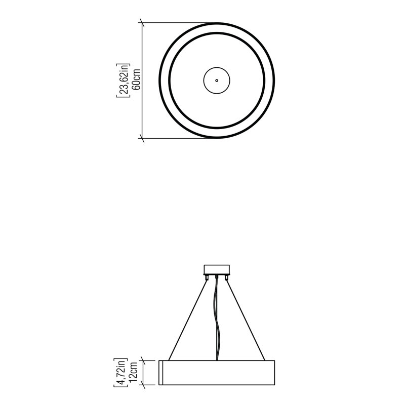 Cilíndrico Dimmable LED Drum Chandelier, Imbuia, 4.68" H x 23.4" W x 23.4" D