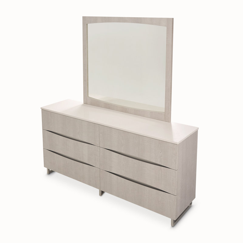 Commode marin à 6 tiroirs avec miroir - Gris
