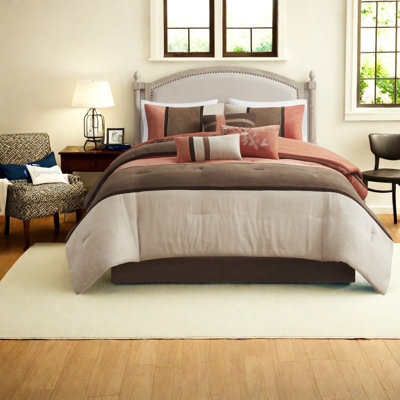 -piece Faux Suede Bedding Sets, Coral Polyester Comforter With Decorative Pillows For Home Decor