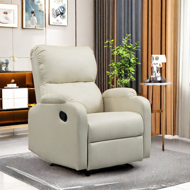 Sutapa Upholstered Swivel Recliner, Cream