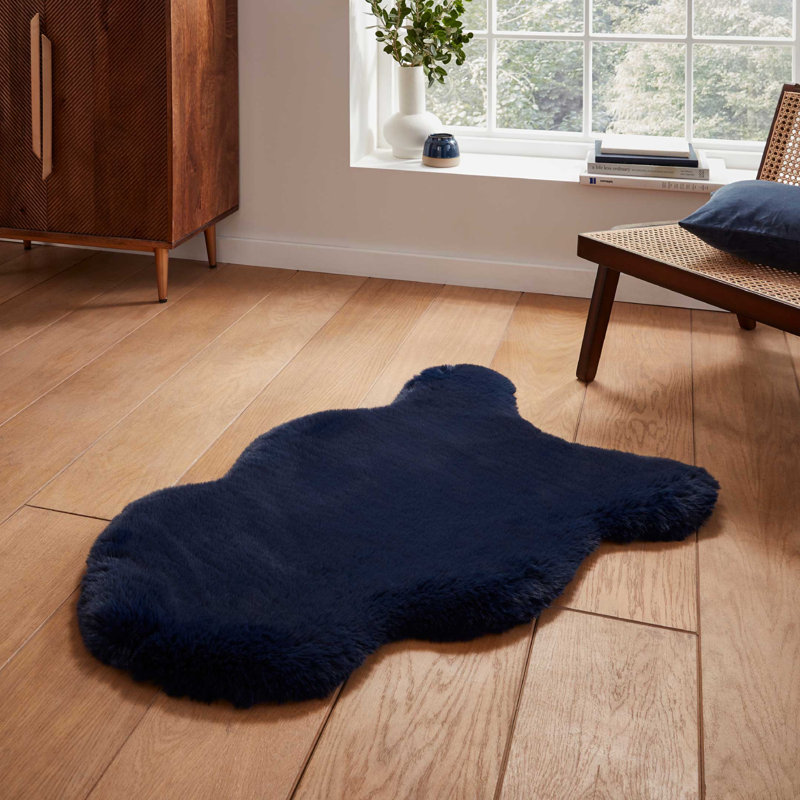 Lehi area rug Table Tufted Navy, Sheepskin  60 x 90cm