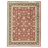 Hand Knotted Area Rug in Red And Black