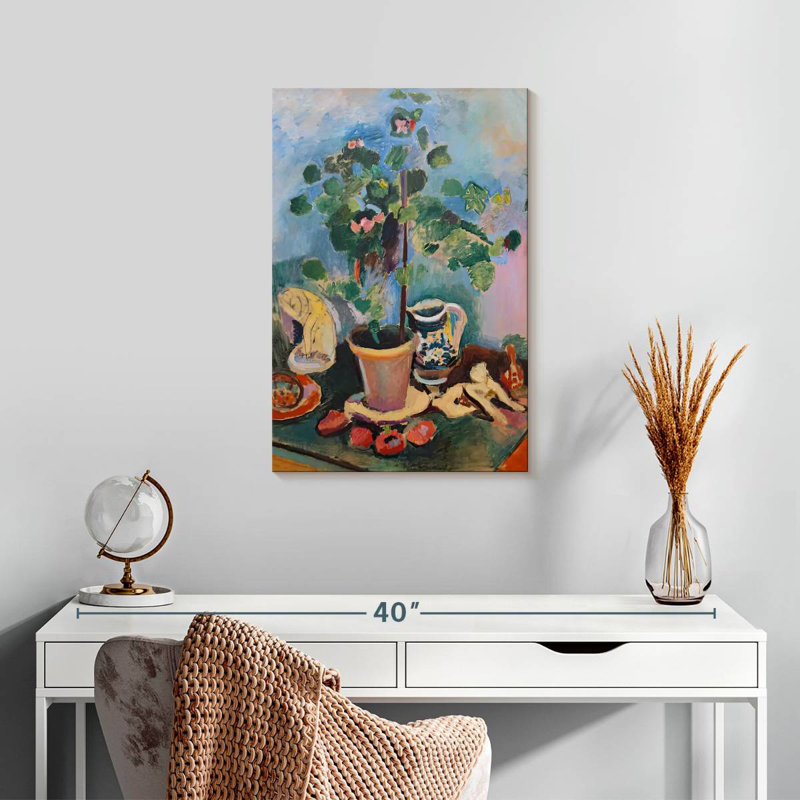 Harnek nature morte avec géranium, H 24 po x l 16 po