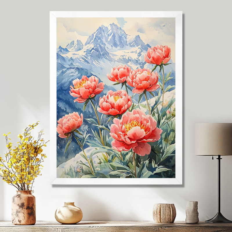 Ginna - décoration murale florale, Reproduction encadrée d'une seule photo, H 32 po x l 24 po, Blanc