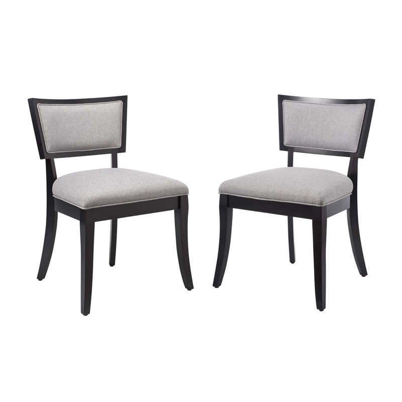 Pristine Upholstered Fabric Dining Chairs, Light Gray