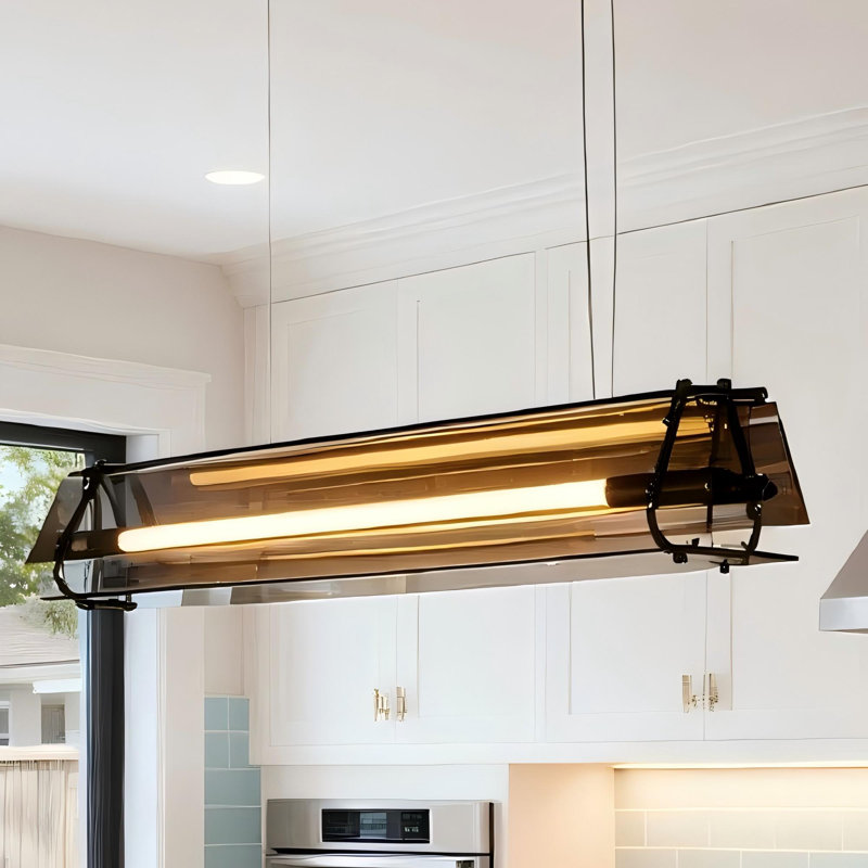 Lustre linéaire moderne à 1 lumière pour îlot de cuisine, salle à manger
