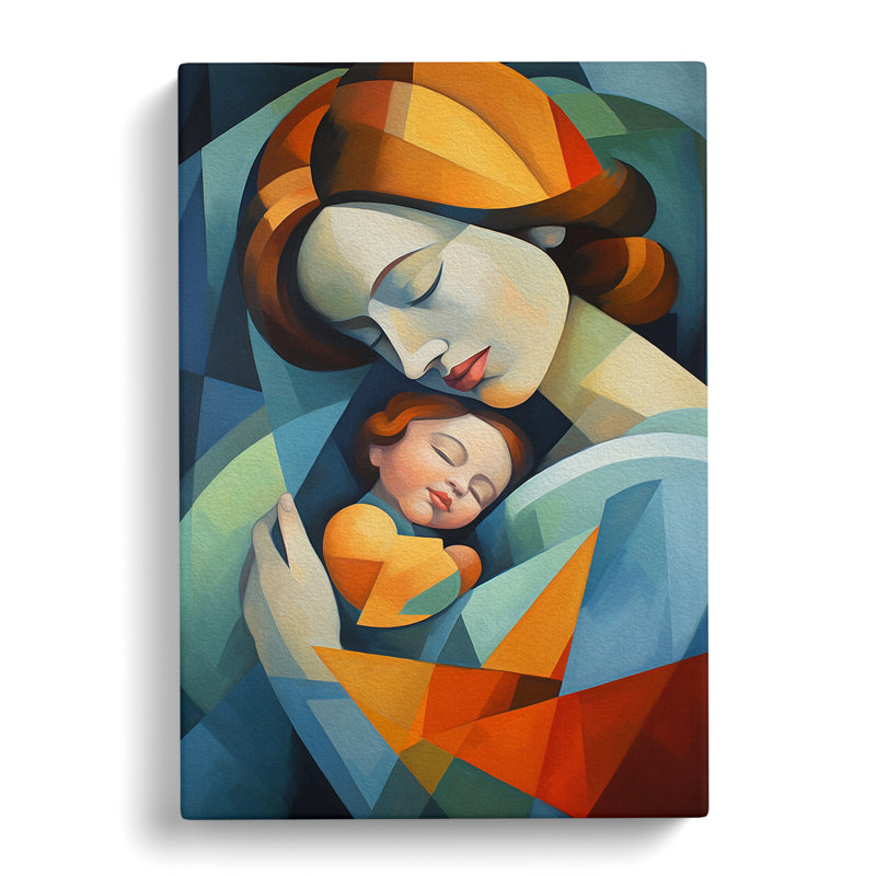 Mother And Baby Cubism No.2 - Wrapped Canvas Print, 50cm H x 35cm W x 3cm D