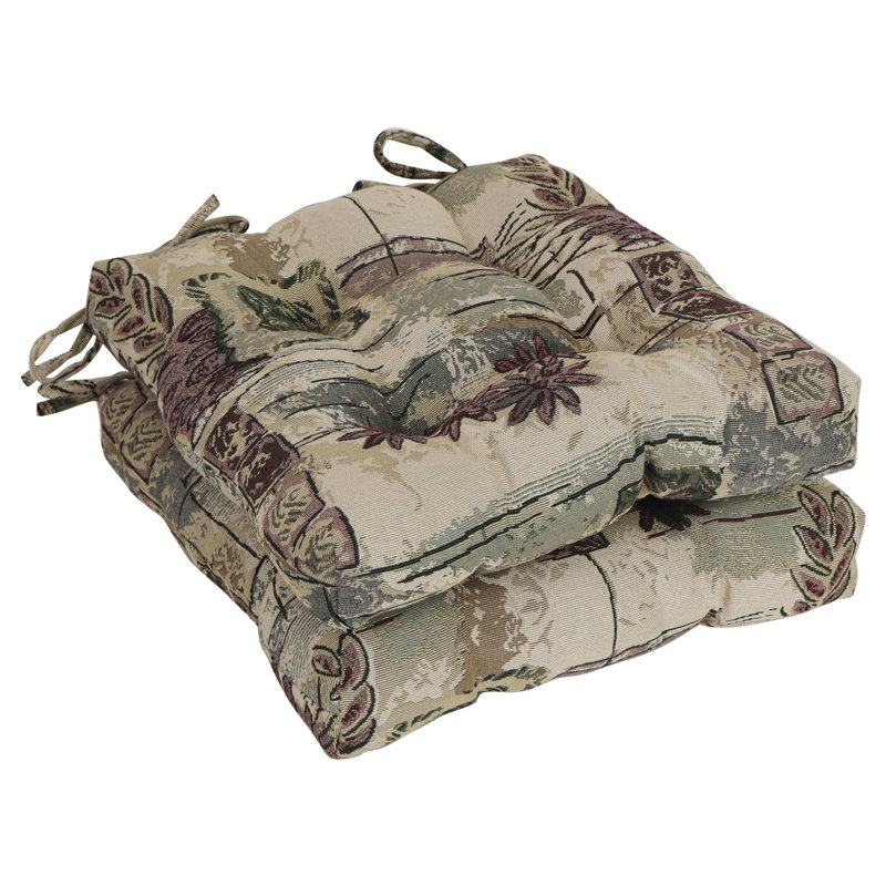 16-Inch Square Woven Tapestry Tufted Chair Cushions (Set Of 2)