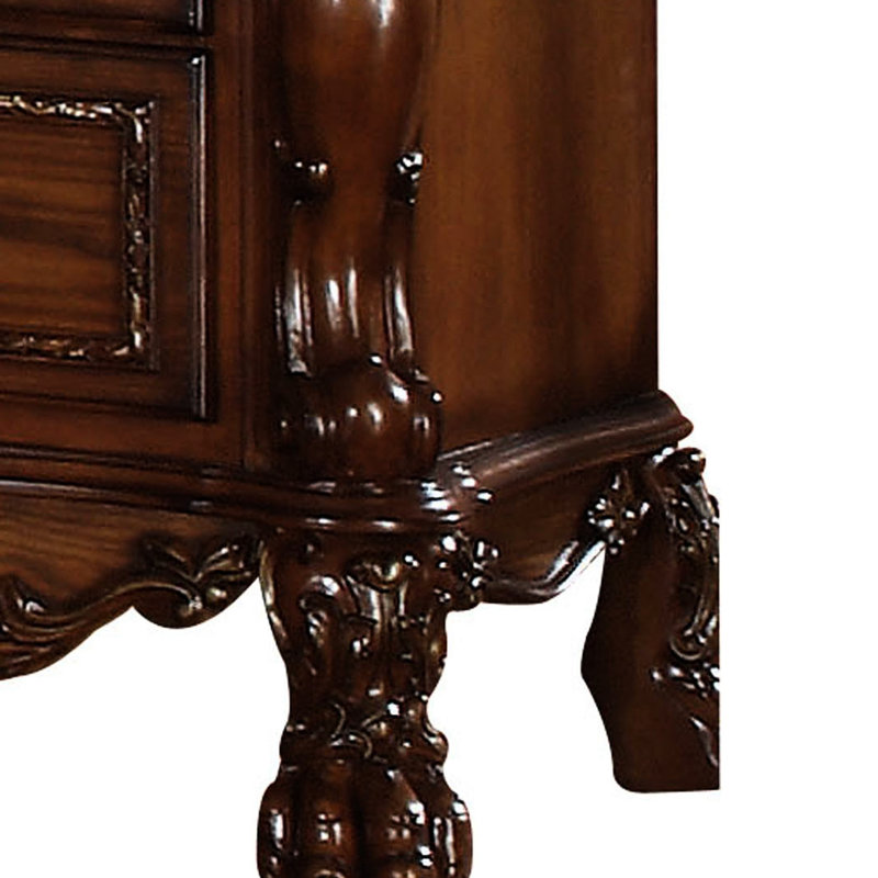 Table de chevet traditionnelle en chêne cerisier traditionnel - 2 tiroirs doublés de feutre pour les souvenirs, objets de valeur de structure stable, pieds en bois