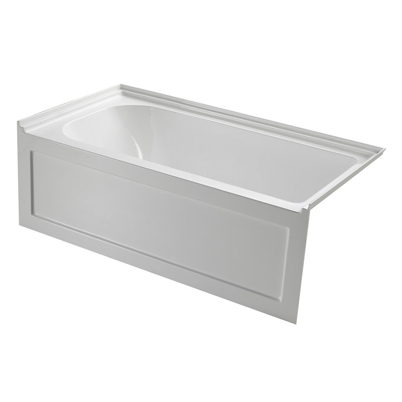 Baignoire alcôve rectangulaire en acrylique à 3 parois 60 pouces avec surface antidérapante Kingston, Oui