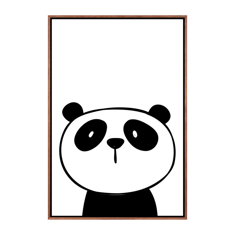 Panda - impression d'art graphique, H 60 po x l 40po x P 1,5 po, Toile avec cadre brun, Pas de tapis