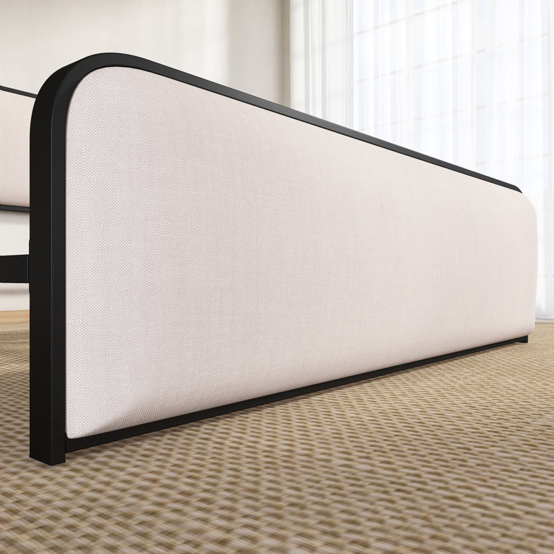 Grand lit plateforme en métal avec rangement sous le lit, Grand lit