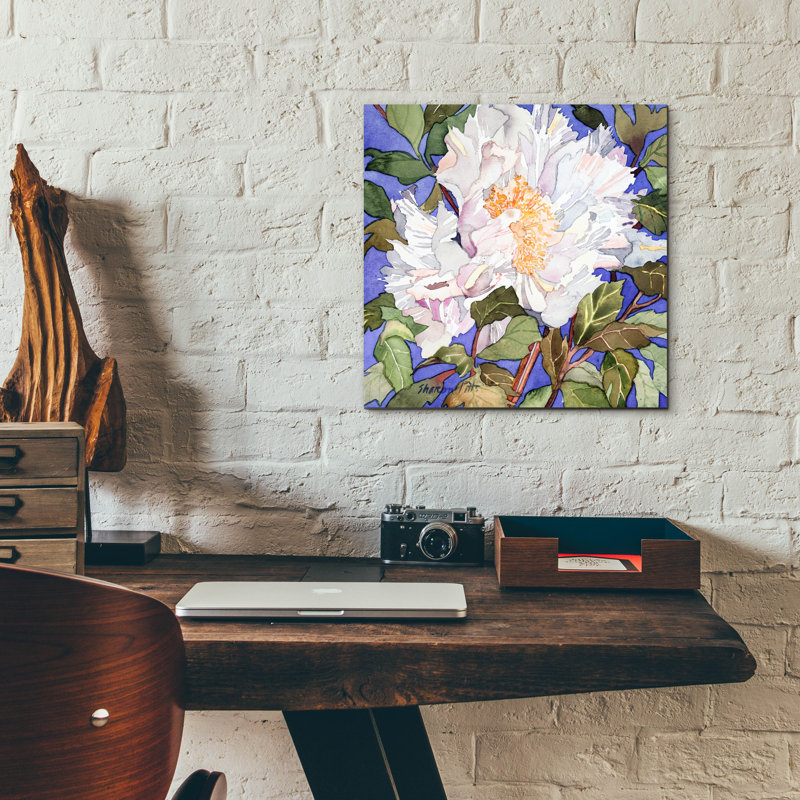 «White Peony» par Sharon Pitts, H 12 po x l 12 po x P 0,13 po