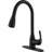 Modern High Arc Single Handle Pull-Down Kitchen Faucet with Deck Plate (Set of 2)-128613740