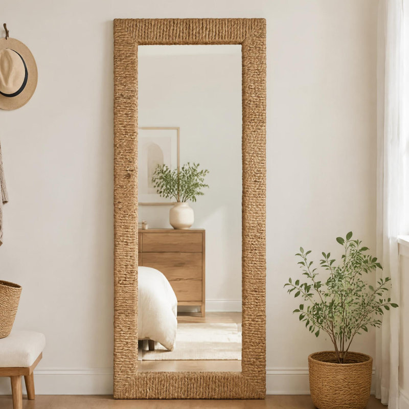 Miroir rectangulaire tissé à la main, 64" H x 22" W