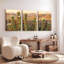 Ensemble de 3 tableaux sur toile tendue représentant un cactus du désert avec des fleurs et une clôture en bois-485846768