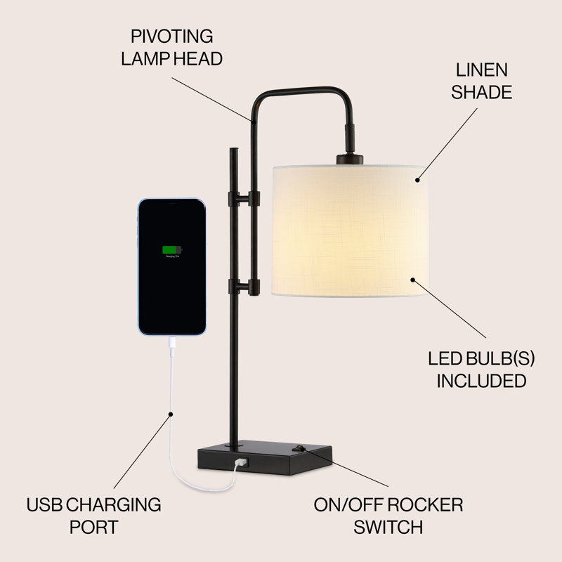 Lampe de bureau Genine en métal USB