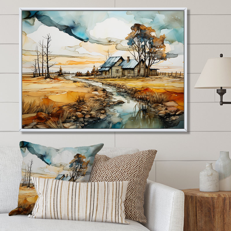 Tarquility in the Countryside IV - Imprimé, Cadre naturel flottant, H 24 po x l 32 po x P 1 po