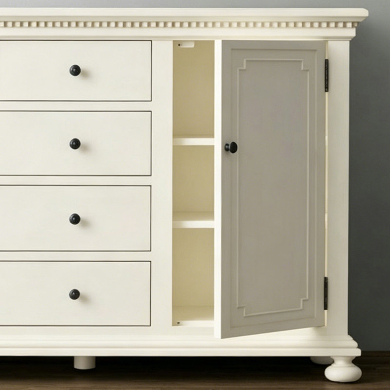 Commode rétro de style européen vieillie, Crème